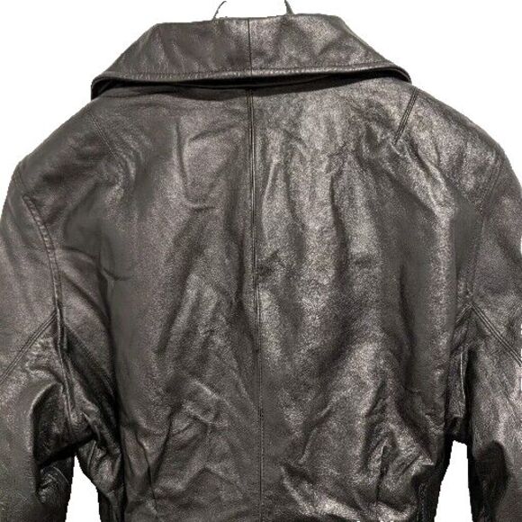 New York by Winlet Women's Black Belted‎ Genuine Leather Coat Size Medium - Picture 14 of 16
